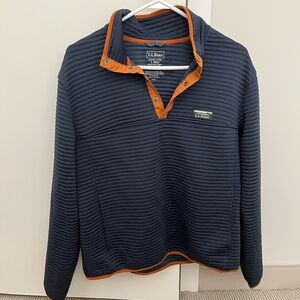 LL Bean Navy and Brown Pullover